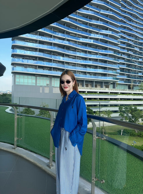 Women Casual Long Sleeves Shirt With Stripes Trousers